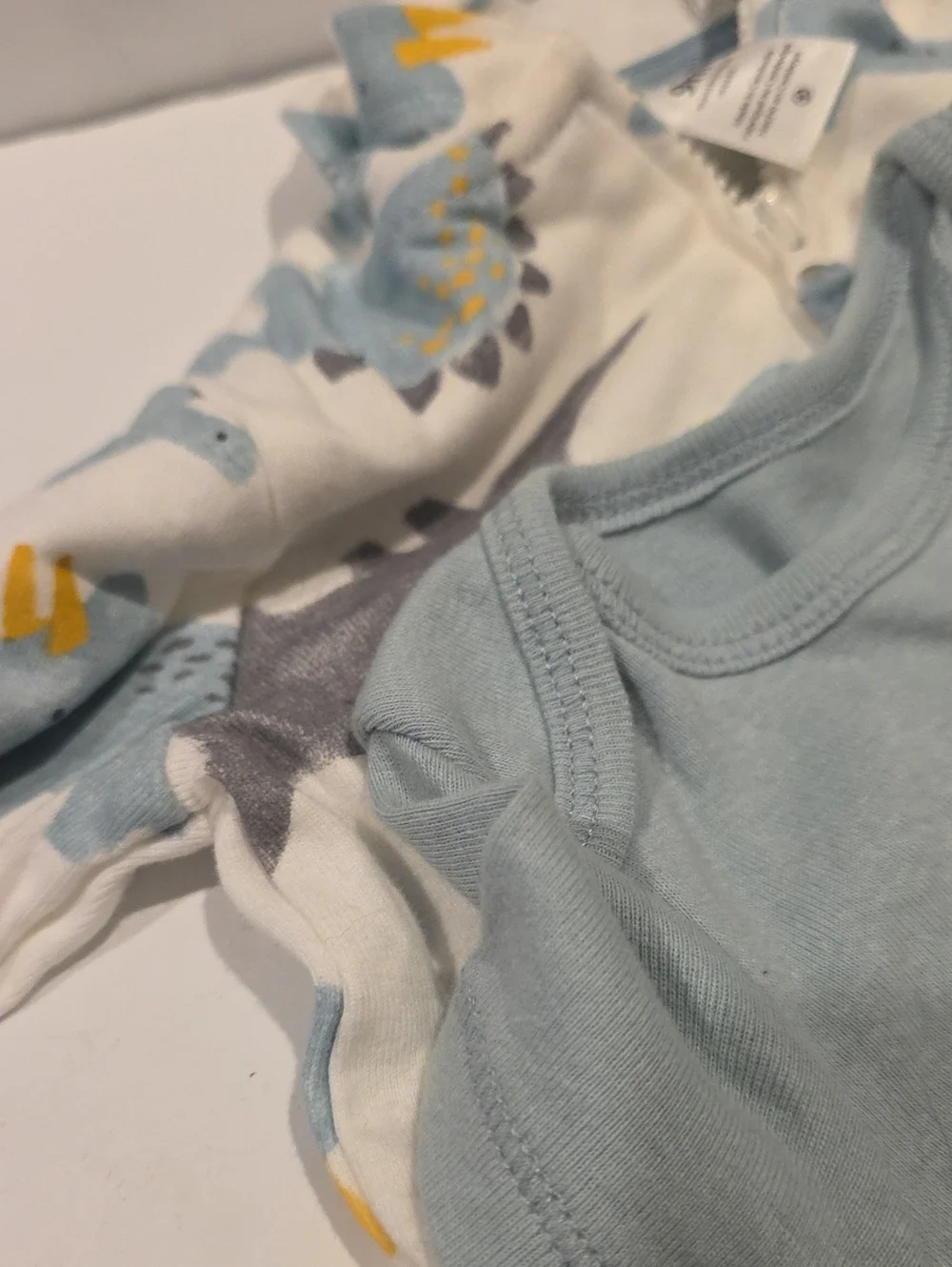 Carters 9 Months Baby Bodysuit Set with Dino Print - Light Blue & Navy